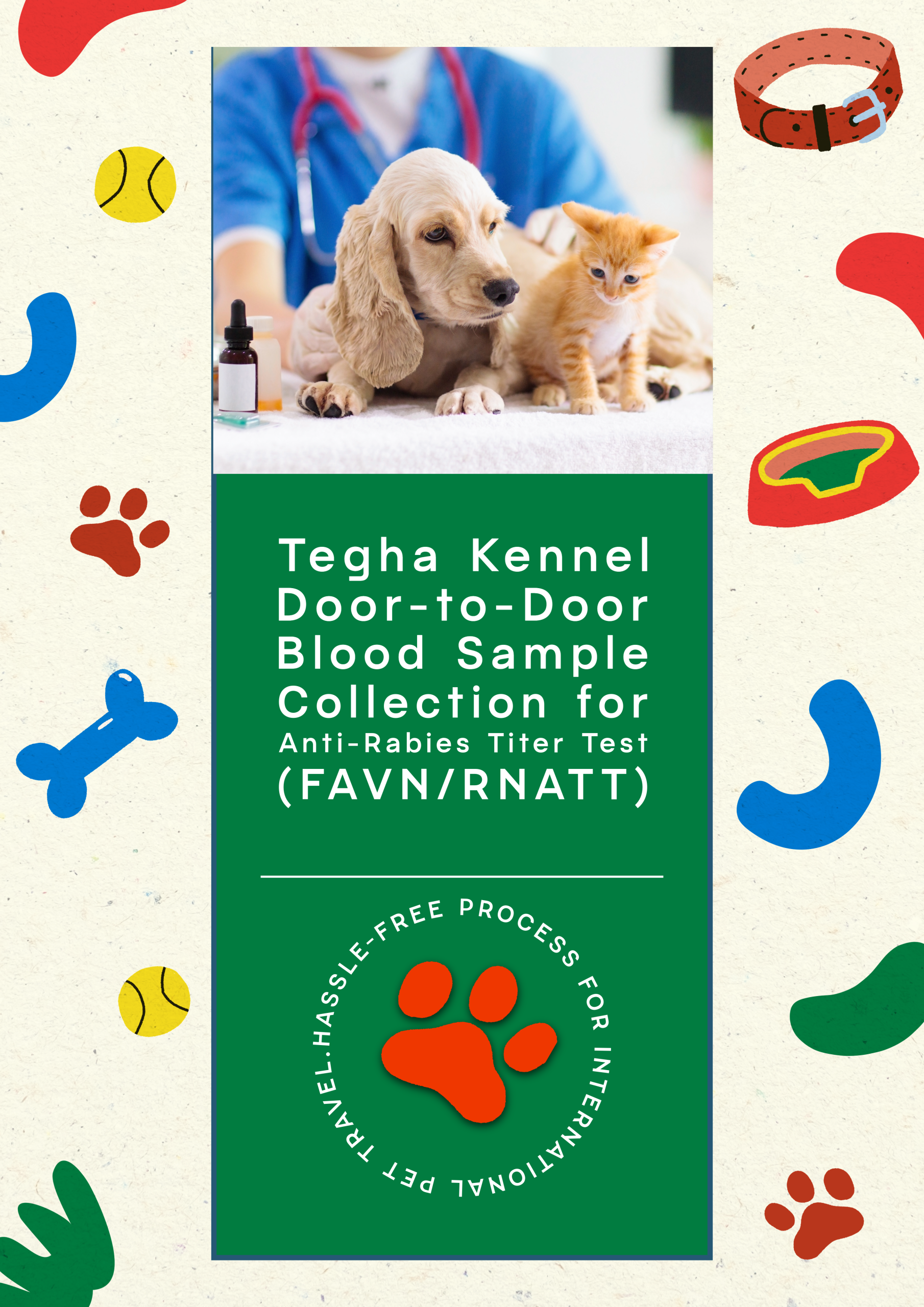 Tegha Kennel door-to-door Anti Rabies Titer (RNATT) blood sample collection service for pet dogs and cats in India for international pet travel.